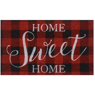 Red Checkered Home Sweet Home Natural Fiber Coir Doormat 30" X 18" Briarwood Lane 2 Red Checkered Home Sweet Home Natural Fiber Coir Doormat 30" X 18" Briarwood Lane - Image 2