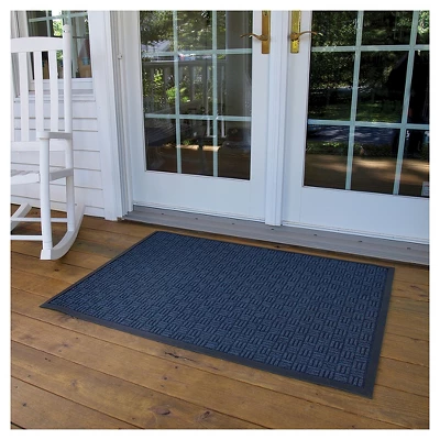 3'x4' Solid Doormat Blue/Black - HomeTrax 1 3'x4' Solid Doormat Blue/Black - HomeTrax