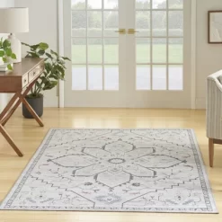 Nicole Curtis Machine Washable Series 1 Farmhouse Medallion Indoor Rug