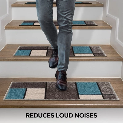 World Rug Gallery Contemporary Modern Boxes Non-Slip Stair Treads 3 World Rug Gallery Contemporary Modern Boxes Non-Slip Stair Treads - Image 3