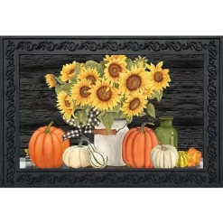 Fall's Glory Floral Doormat Sunflowers Indoor Outdoor 30" X 18" Briarwood Lane