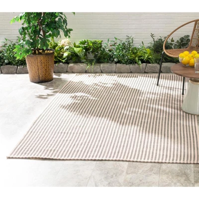 Home Conservatory Pinstripe Handwoven Indoor/Outdoor Area Rug 1 Home Conservatory Pinstripe Handwoven Indoor/Outdoor Area Rug