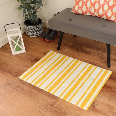 2'x3' ColorStar Timeless Stripe Door Mat Yellow - Bungalow Flooring 2 2'x3' ColorStar Timeless Stripe Door Mat Yellow - Bungalow Flooring - Image 2