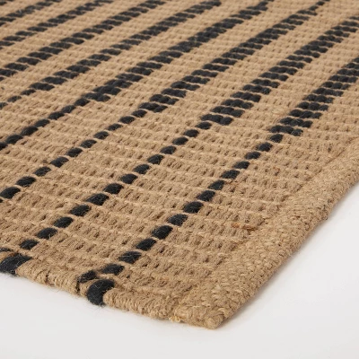 Reseda Hand Woven Striped Jute Cotton Area Rug Black - Threshold™ Designed With Studio McGee 2 Reseda Hand Woven Striped Jute Cotton Area Rug Black - Threshold™ Designed With Studio McGee - Image 2