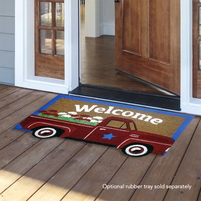 Red Truck Natural Fiber Coir Patriotic Doormat 30" X 18" Briarwood Lane 1 Red Truck Natural Fiber Coir Patriotic Doormat 30" X 18" Briarwood Lane